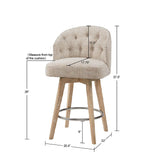 Madison Park Onyx Transitional Upholstered 360 Degree Swivel Counter Stool 26" H MP104-0577 Cream