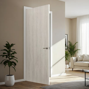 English Elm 30 in Flush Interior Door Slab White Melamine Mdf Core Smooth Grain Finish B2763P486378