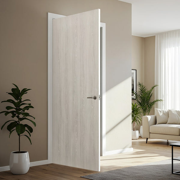 English Elm 30 in Flush Interior Door Slab White Melamine Mdf Core Smooth Grain Finish B2763P486378