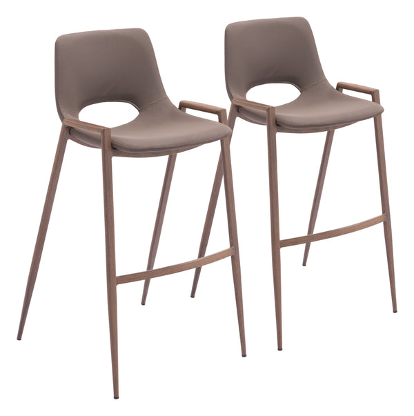 Desi Barstool - Set of 2 Brown & Walnut 109734 Zuo Modern