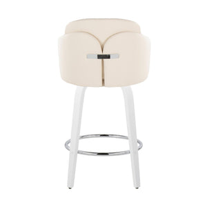 English Elm Fixed-height Swivel Counter Stools with Faux Leather Seats and Chrome Footrest Set of 2 B202S01812