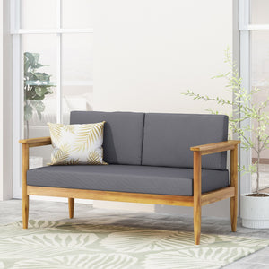 English Elm Christopher Knight Home® - GAVIN Teak Loveseat with Acacia Wood Frame, Water-Resistant Cushions, Slat Design, Outdoor Ready 70150.00DGRY