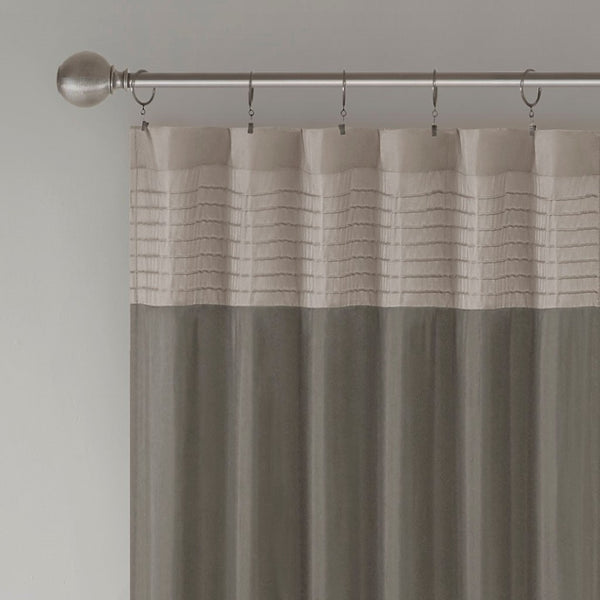 English Elm Polyoni Pintuck Curtain Panel - Modern Striped Design In Ivory, Taupe & Mocha, 50X84 Inches B03598064-GIGA