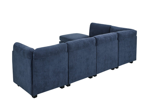 English Elm Faux Leather Modular Sectional Sofa Reconfigurable Pu Upholstery Living Room B2748S00180