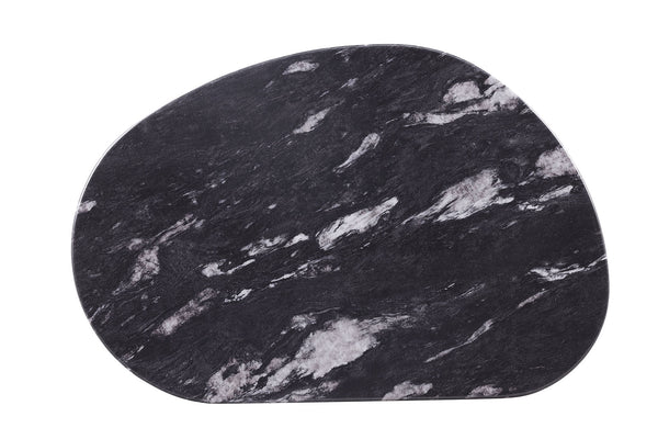 English Elm 1pc Oval Coffee Table with Sintered Stone Top, Matte Gold Legs, Black & Gray Two-Tone Curved Edge Finish B2741S00641