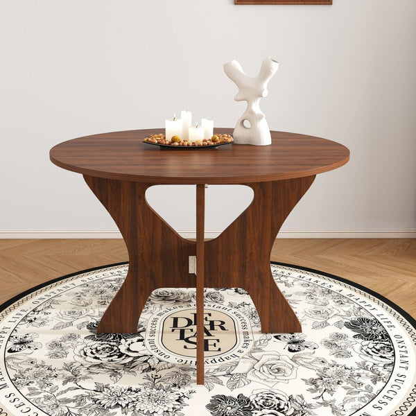 English Elm 43 Inch Foldable Mdf Dining Table with Warm Wood Grain Veneer for Compact Living Walnut W2700P409328