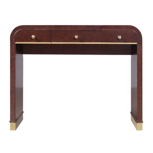 English Elm Classic Flip Top Vanity Desk with Gold Accents 2 Drawer Retro Bedroom Dressing Table Espresso N704P381406P
