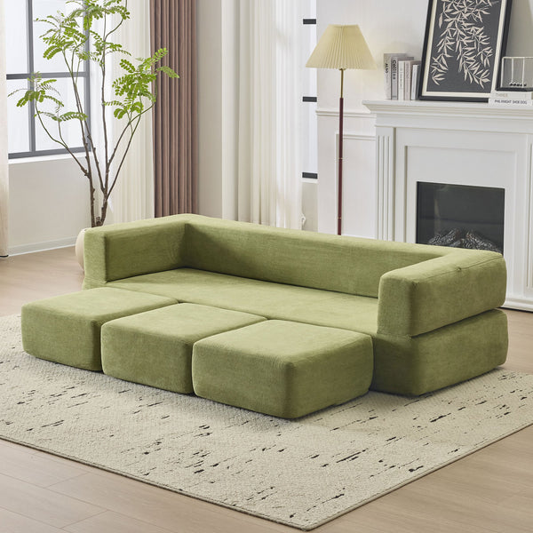 English Elm Ebern Convertible Sectional Sofa - Soft Chenille Floor Bed With Foam Comfort For Small Spaces W1829P280223