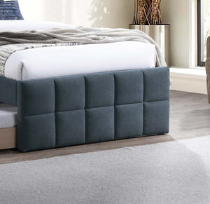 English Elm Contemporary Full Upholstered Trundle Bed Brushed Linen Grid Stitch Low Profile Frame Charcoal B011S02067