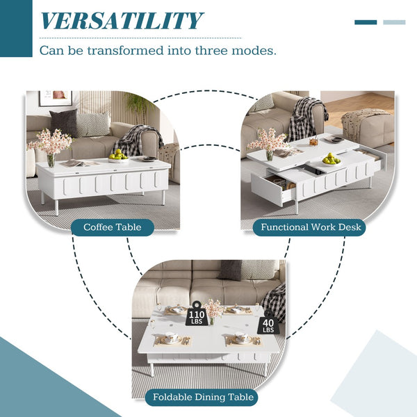 English Elm Vibe Haus Lift-Top Coffee Table With Hidden Storage, Modern Multi-Functional Design N724P292514K-GIGA