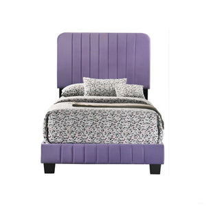 English Elm Contemporary Full Size Velvet Channel Tufted Bed with Sturdy Wooden Slats and Easy One‑Box Shipments Purple 28.5 L x 44.5 W x 5 H B078107903