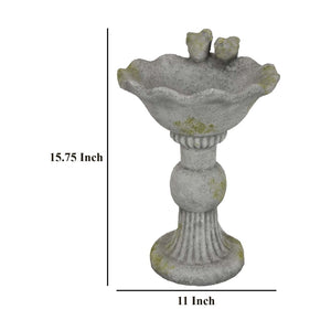 English Elm Ivina Terracotta Bird Bath Feeder Rustic Garden Ornament with Scalloped Basin Grey Green B056P416948