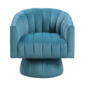 English Elm Dark Teal Velvet Swivel Barrel Chair with Channel Stitching, 360° Comfort Seat, Modern Luxury Design B011P329259