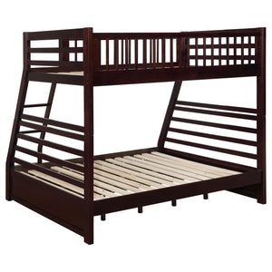 English Elm Newhall Twin Over Full Bunk Bed with Two Rolling Storage Drawers, Solid Wood Frame for Guests and Kids Cappuccino B062S01294