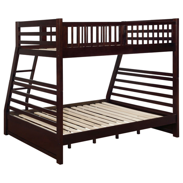 English Elm Newhall Twin Over Full Bunk Bed with Two Rolling Storage Drawers, Solid Wood Frame for Guests and Kids Cappuccino B062S01294