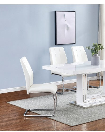 English Elm Contemporary Soft White Faux Leather Dining Chairs Set of 2 with Chrome Frame — Sleek Armless Seats for Home, Office, Kitchen B011P365515