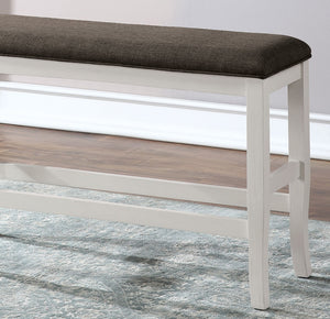 English Elm Counter Counter Height Bench Modern Farmhouse Two-Tone White Wood Dark Gray Padded Seat 41" B2741P367165