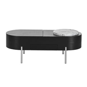 English Elm VIBE 47.2" Oval Lift-Top Coffee Table with Hydraulic Lift, Hidden Storage, Rotating Tray, Modern Design Black N724P228920B