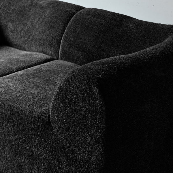 English Elm Modern Velvet Compressed 2-Seater Sofa Loveseat for Small Spaces — Plush Foam Seating, Space-Saving Design, Durable Comfort Black W1765P349642