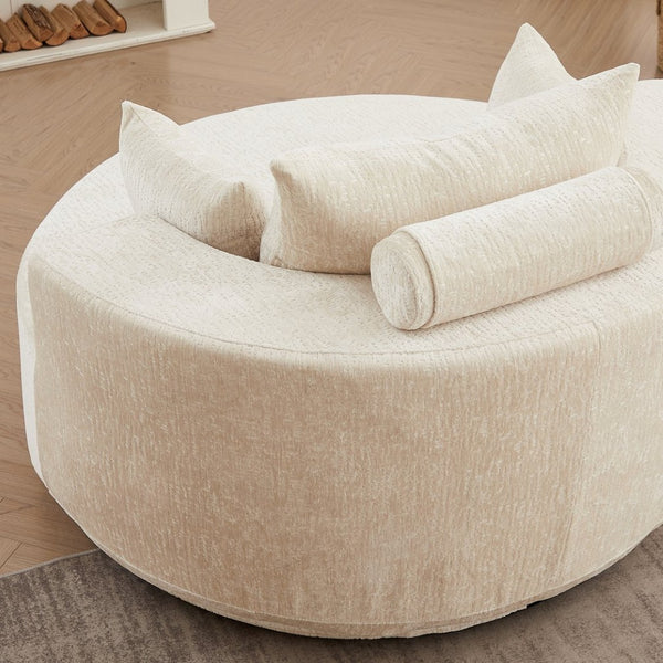 English Elm 55''l 55'l Chenille Foam Swivel Lounge Chair Plush 360 Rotation Modern Seating for Any Room W834S00595