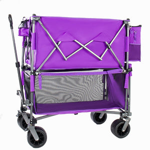 English Elm 55" Double Decker Collapsible Wagon 560lb Capacity Alloy Steel Frame All-terrain Wheels Purple W2932P405187