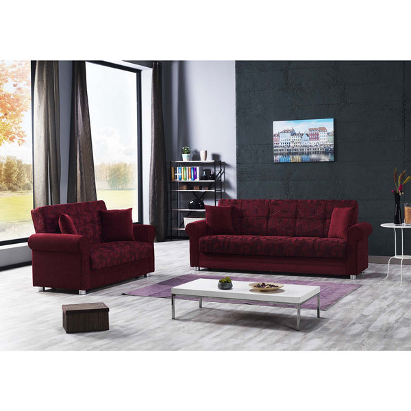 English Elm PrimeNest Grandera Collection Upholstered Convertible Loveseat with Storage, Chenille Sleeper for Small Spaces Burgundy B030P281709