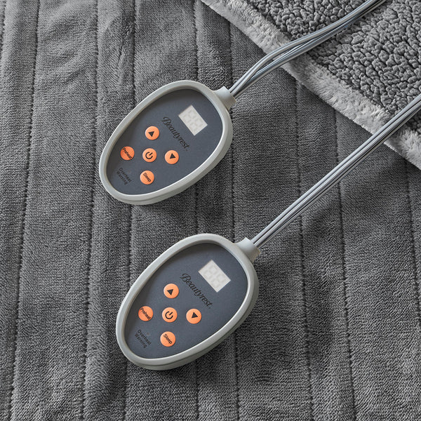 JLA Home Beautyrest - Blanket Beautyrest heated reversible plush-berber throw with 20 heat settings, auto shut-off, OEKO-TEX warranty 90 L x 84 W x 0.25H BR54-0418