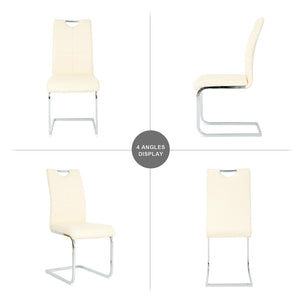 English Elm Modern Pu Upholstered Dining Chairs with Polished Metal Legs Ergonomic Set of 2 W210P164982