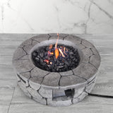 English Elm 9'' H X 28'' W Fiber Reinforced Concrete Outdoor Fire Pit(Stone Gray)