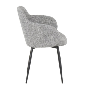 English Elm Boyne Industrial Upholstered Bucket Chair with Black Metal Legs — Stylish Padded Accent Seating Grey B202P223436