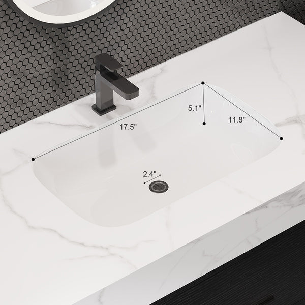 English Elm 39.4" Floating Bathroom Vanity with Ceramic Sink, Solid Wood, Faux Marble Top, Gold Handles, 39.4" W3136S00002