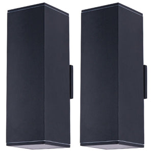 English Elm 18" Aluminum Cylinder Outdoor Wall Sconce Set of Two with up Down Porch Lighting W2312P416013