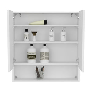 English Elm Hickory Double Door Wall Cabinet White Finish Slim Bathroom Bedroom Storage B092P390612