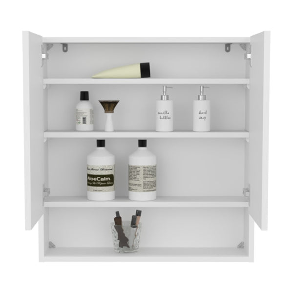 English Elm Hickory Double Door Wall Cabinet White Finish Slim Bathroom Bedroom Storage B092P390612