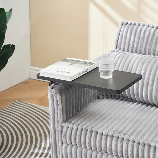 English Elm The pull-out corduroy sofa bed with convertible tabletop and USB charging ports for living room comfort Gray W1278P248133