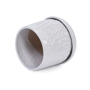 English Elm 2 Pieces Ceramic Planter Pot Set – Elegant Gloss White Flowerpots For Indoor & Outdoor Decor Spaces W3273P322374