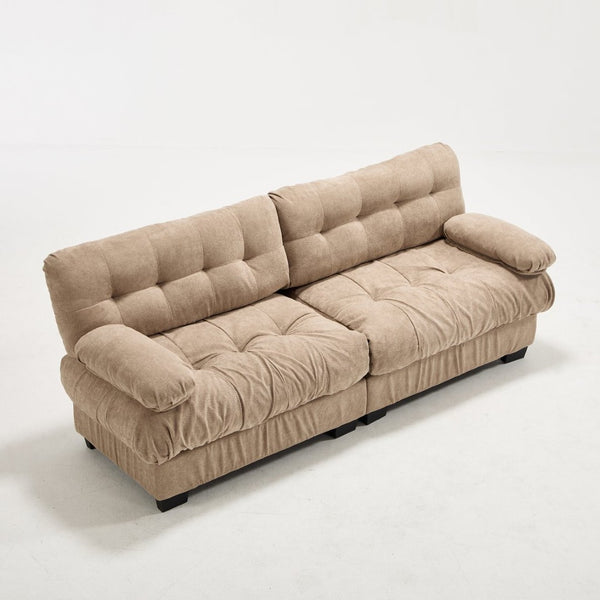 English Elm Cloud Modular Sectional Sofa Deep Seat Flannelette Upholstered Living Room Couch Light Brown W2120S00018