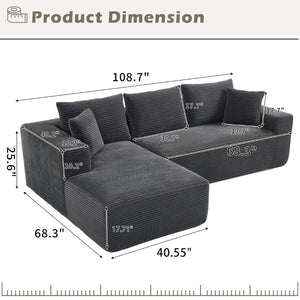 English Elm Modular Cloud Sectional with Oversized Chaise Memory Foam Fill for Living Rooms W3224S00008