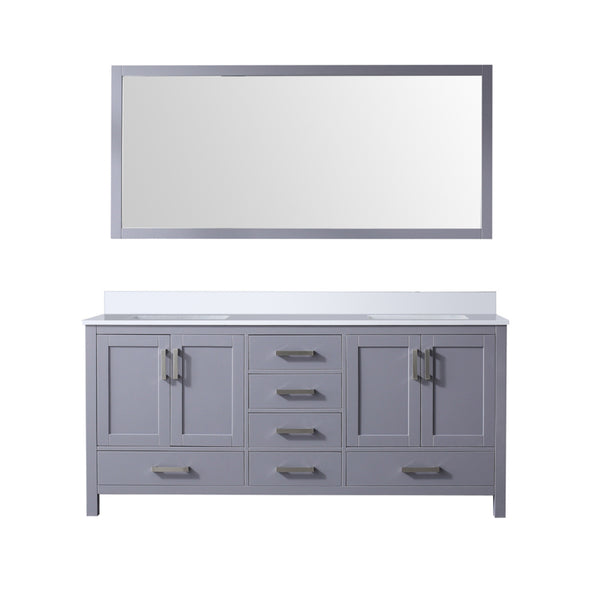 English Elm Dark Grey Double Bath Vanity 72 in W x 22 in D with Cultured Marble Top, Soft-Close Drawers & Mirror B2731S00793