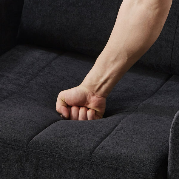 English Elm Upholstered Convertible Sleeper Sofa with 5-Position Recline, Pull-Out Bed, Deep Seat & Storage Pockets Black N719P272689B