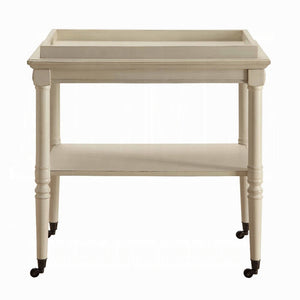 English Elm Antique 5-Shelf Kitchen Island Bar Cart with Sturdy Metal Legs, Thick Top, Rustic-Modern Sandy Grey Finish White B062P209302