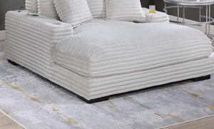 English Elm Modern Fur-Like Jumbo Corduroy Chaise Lounge with Cup Holders USB Port Plush Pillows Wooden Legs taupe 59 L x 21 W x 68 H B011P396713