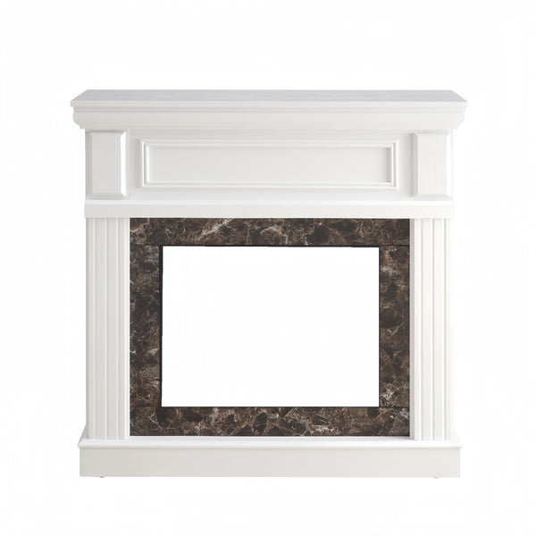 English Elm Only Mantel White 41.34"W x 14"D x 40"H — Smooth 3D-Design Mantel with Realistic Flame Effects, Classic Style W2275P389685