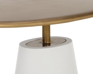 Sunpan Kadin Side Table – Bold Concrete Base with Elegant Brass Top for Stylish Indoor & Outdoor Spaces White