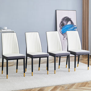 English Elm 4 Modern Dining Chair Set – Stylish White & Grey High-Back Pu Chairs With Sturdy Black Legs, 4-Pack W1151P192238