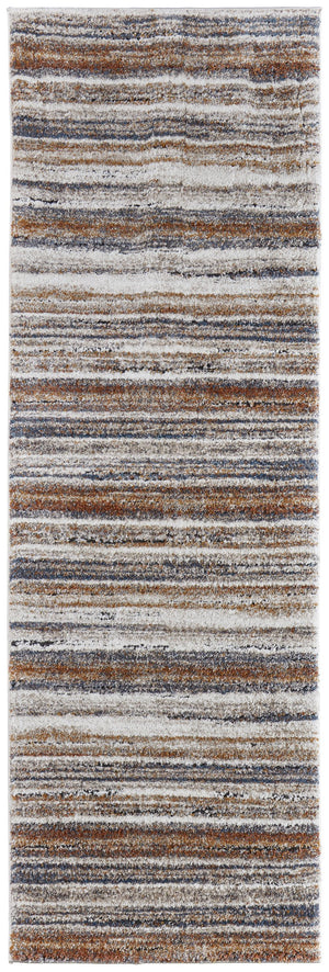 Feizy Rugs Gilmore Modern Geometric Stripes Rug - Vibrant Abstract Design For Stylish Contemporary Spaces Ivory,Orange,Gray Polypropylene Gil39mqfivymlti6a