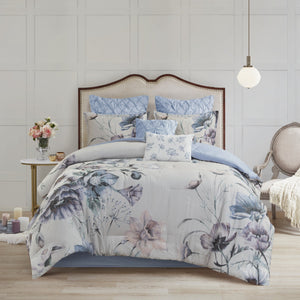 English Elm 8 Madison Park Cassandra Cotton Printed Comforter Set Cal King Blue Floral Shabby Chic OEKO-TEX Certified B03597240