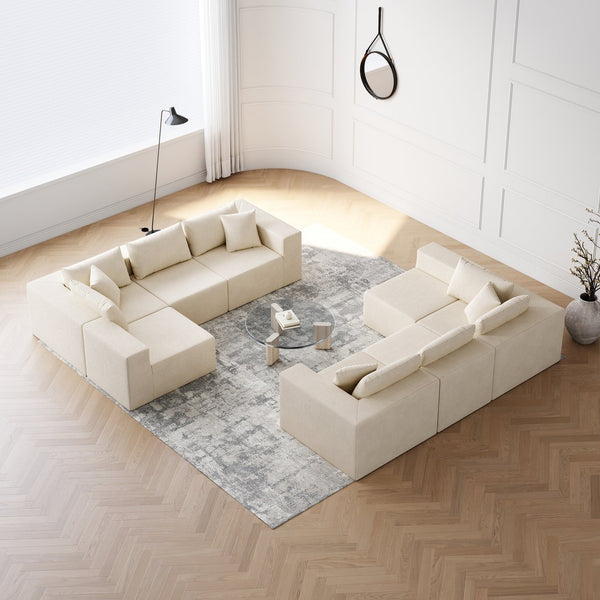 English Elm 188-Inch Corduroy Modular L Shaped Sectional Sofa with Extra-Wide Seating, No Assembly Required Beige W834S00471