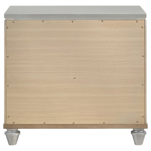 English Elm Delacroix Light Silver Nightstand with 2 Drawers, Felt-Lined Top, V-Shaped Crystal Pulls & Silver Trim B062P299982