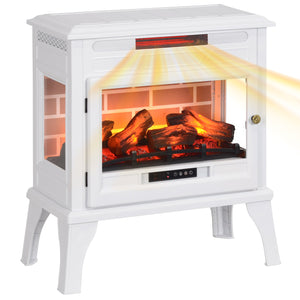 English Elm Homcom 24" Electric Fireplace Stove With Remote, 3D Flame, Adjustable Heat & Safety Features, White W2225P249850